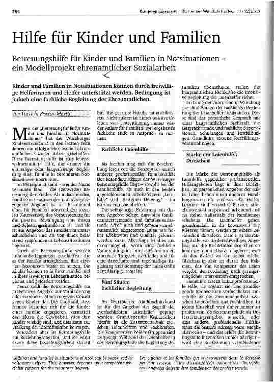 Vorschauseite 1: Hilfe für Kinder und Familien Betreuungshilfe für Kinder und Familien in Notsituationen