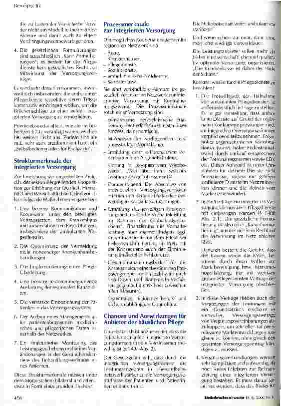 Vorschauseite 2: Gesundheitsreformgesetz 2000 Die Bedeutung der integrierten Versorgung nach §§ 140a-h SGB V