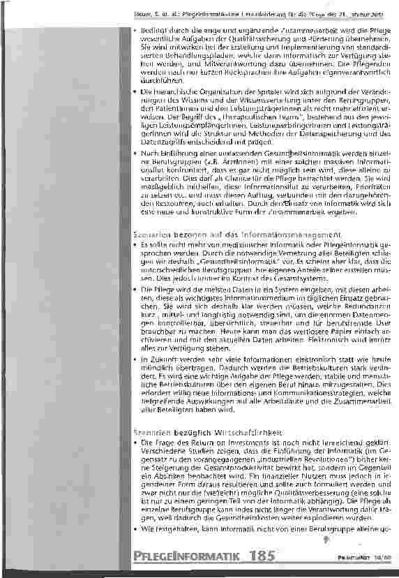 Vorschauseite 2: Stellungnahme des Netzwerks Pflegeinformatik zur TA-Studie Der Patient im Datennetz: Chancen und Risiken Computer-basierter Patientendossiers