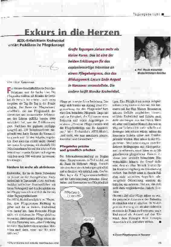 Vorschauseite 1: Exkurs in die Herzen AEDL-Entwicklerin Krohwinkel erlärt Praktikern ihr Pflegekonzept