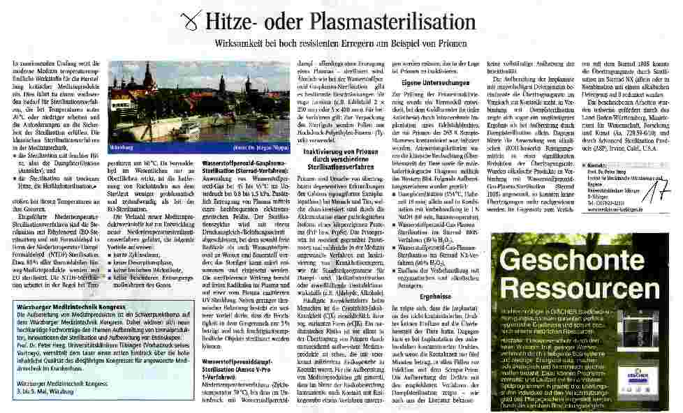 Vorschauseite 1: Hitzeoder Plasmasterilisation