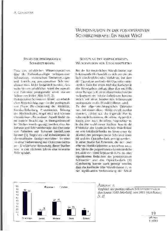 Vorschauseite 1: WUNDINFUSION IN DER POSTOPERATIVEN SCHMERZTHERAPIE: EIN NEUER WEG?