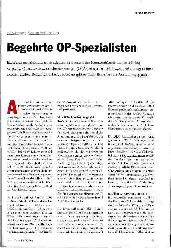 Vorschauseite 1: Begehrte OP-Spezialisten