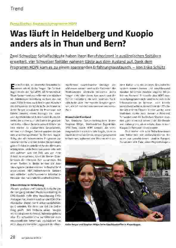 Vorschauseite 1: Was läuft in Heidelberg und Kuopio anders als in Thun und Bern?
