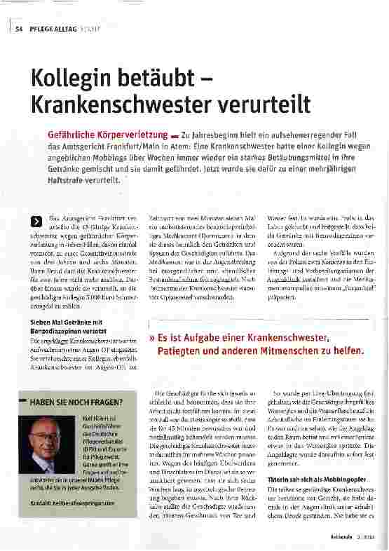 Vorschauseite 1: Kollegin betäubt -Krankenschwester verurteilt