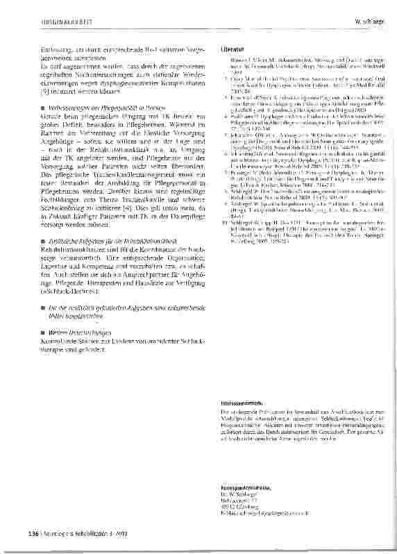 Vorschauseite 6: Poststationärer Verlauf schluckgestörter Patienten mit Hirnschädigungen -5-Jahres-Follow-up-Studie