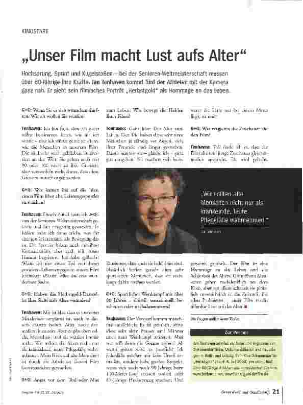 Vorschauseite 1: „Unser Film macht Lust aufs Alter