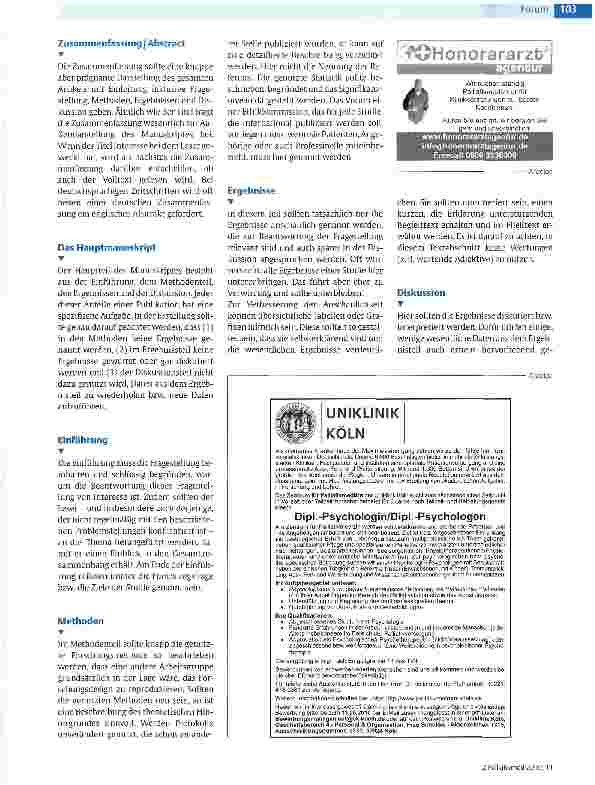 Vorschauseite 2: Was soll ein wissenschaftlicher Artikel in einer Peer-Review-Zeitschrift beinhalten? -Aufbau und Inhalte