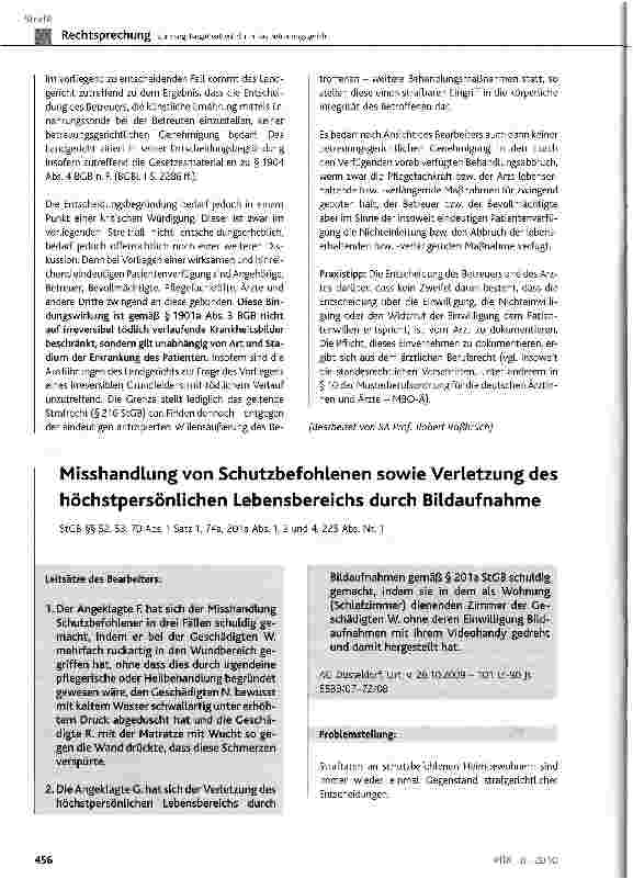 Vorschauseite 1: Misshandlung von Schutzbefohlenen sowie Verletzung des höchstpersönlichen Lebensbereichs durch Bildaufnahme