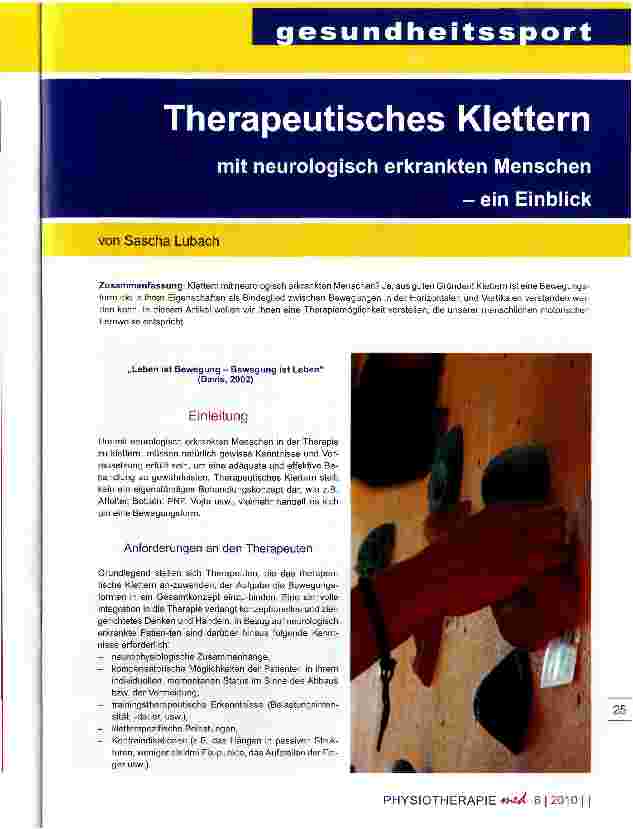 Vorschauseite 1: Therapeutisches Kletternmit neurologisch erkrankten Menschen