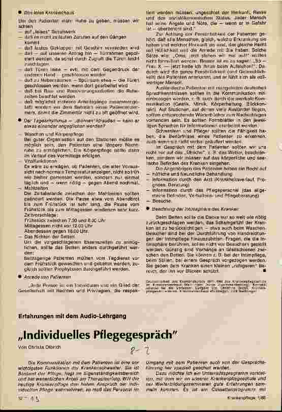 Vorschauseite 1: Individuelles Pflegegespräch