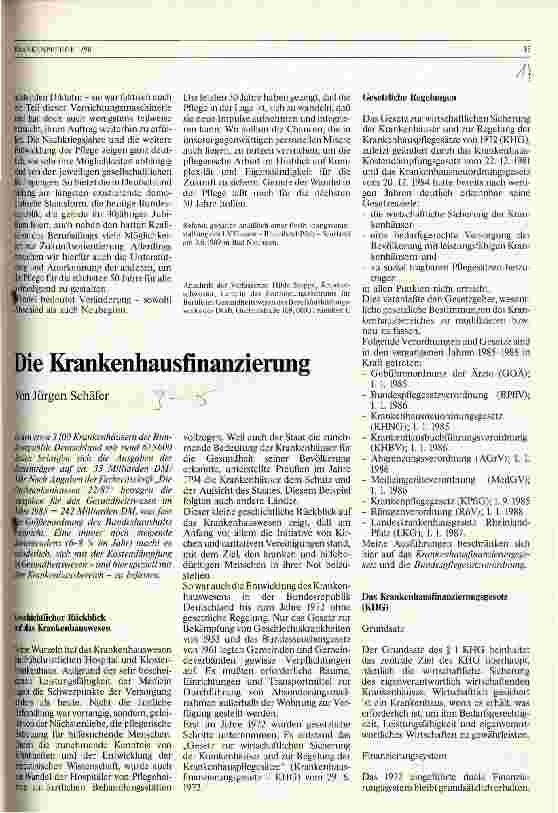 Vorschauseite 1: Die Krankenhausfinanzierung
