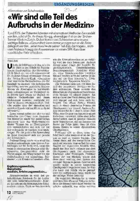Vorschauseite 1: Wir sind alle Teil des Aufbruchs in der Medizin Alternativen zur Schulmedizin
