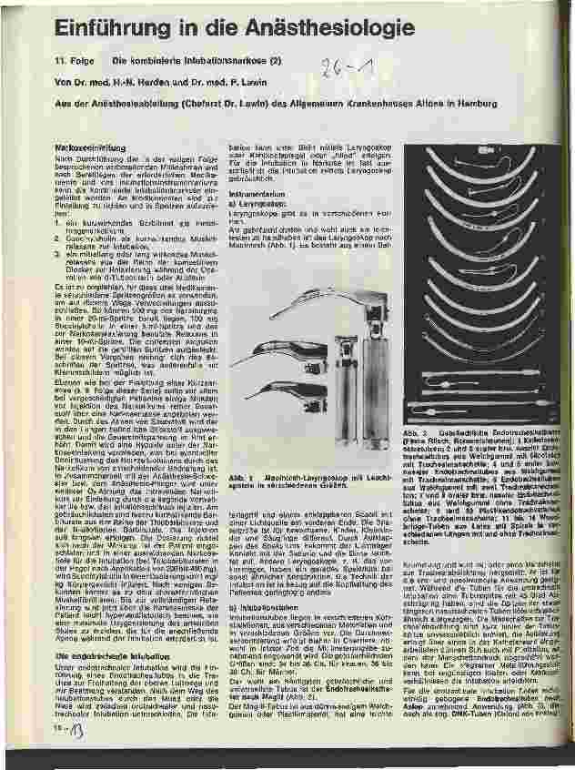 Vorschauseite 1: Einführung in die Anästhesie 11. Folge: Die kombinierte Intubationsnarkose 2. Teil