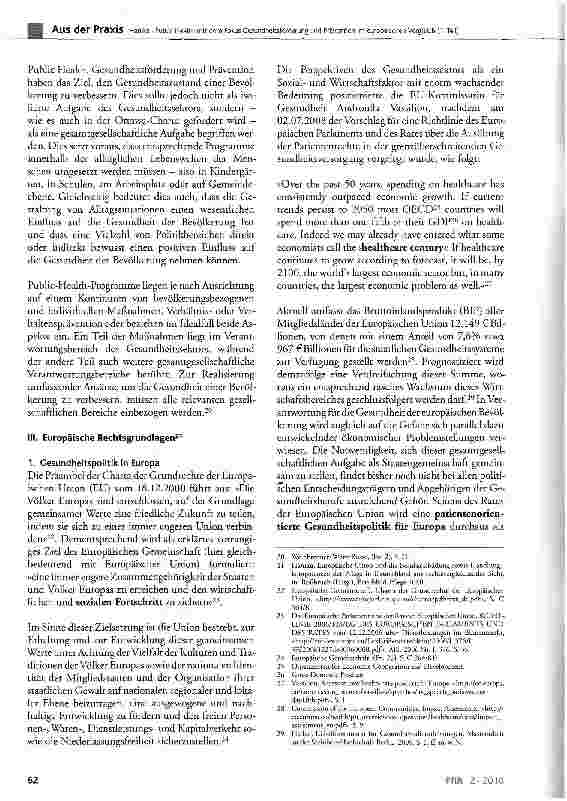 Vorschauseite 4: Public Health mit dem Fokus Gesundheitsförderung und Prävention im europäischen Vergleich (I.Teil)
