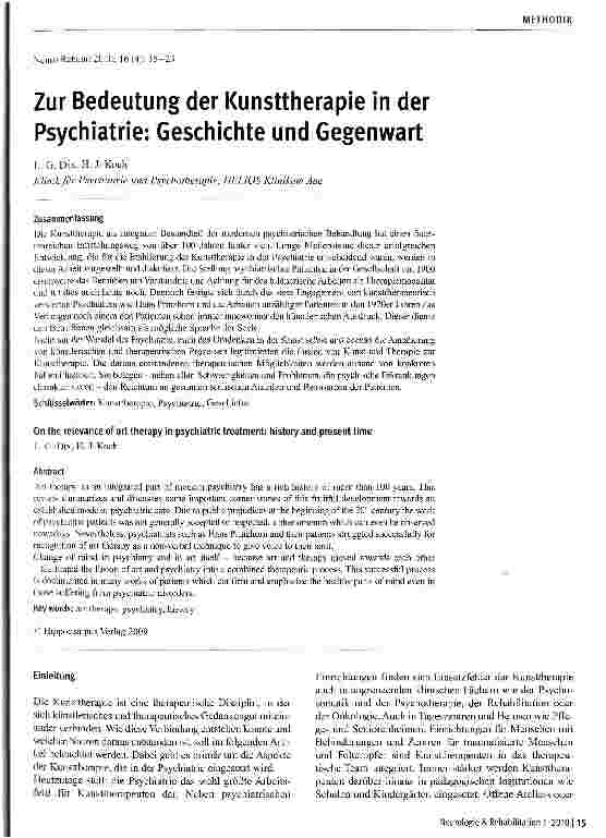 Vorschauseite 1: Zur Bedeutung der Kunsttherapie in der Psychiatrie: Geschichte und Gegenwart