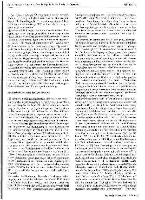 Vorschauseite 3: Zur Bedeutung der Kunsttherapie in der Psychiatrie: Geschichte und Gegenwart