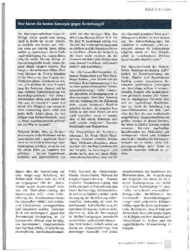 Vorschauseite 4: Rezepte gegen den Ärztemangel
