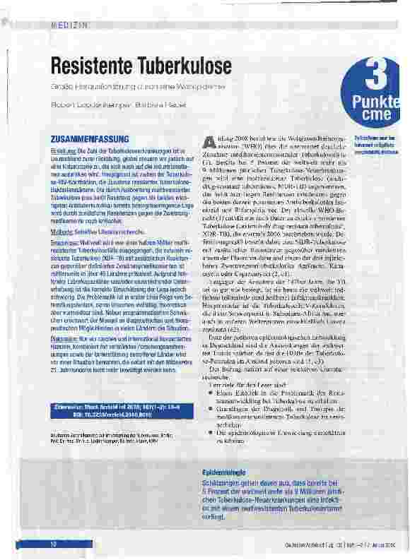 Vorschauseite 1: Resistente Tuberkulose