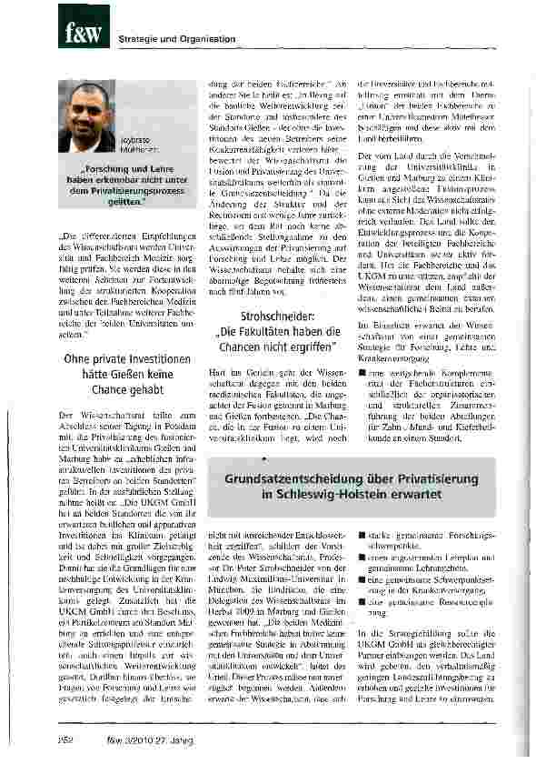Vorschauseite 3: Wissensrat lobt Klinikprivatisierung