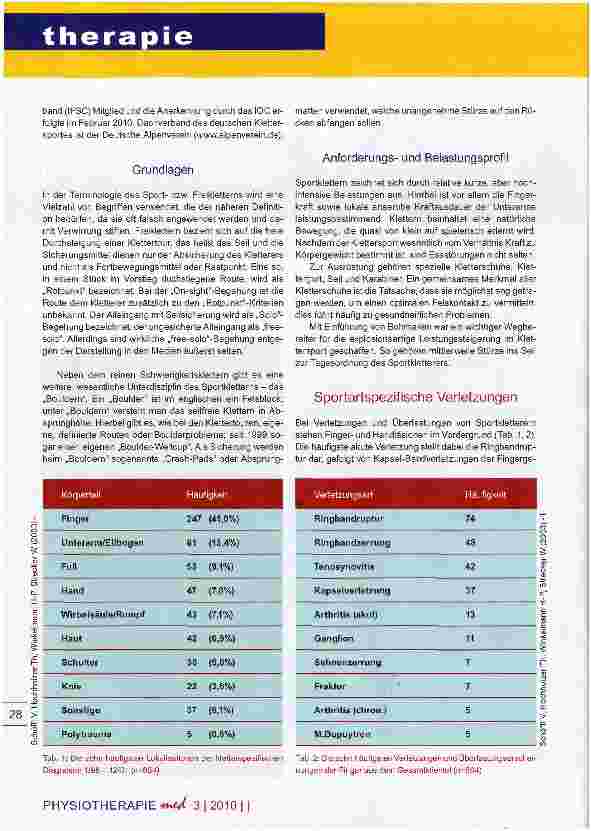 Vorschauseite 2: SPORTKLETTERN Verletzungsgefahren und ihre Behandlung
