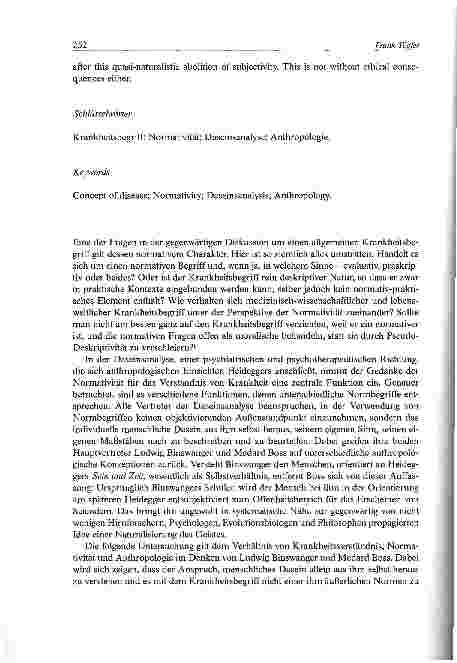 Vorschauseite 2: Zum Verhältnis von Krankheitsbegriff, Normativität und Anthropologie in der daseinsanalytischen Psychiatrie undPsychotherapie