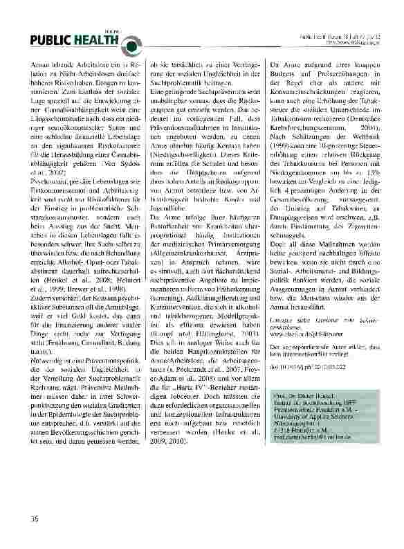Vorschauseite 2: Sucht und Armut: epidemiologische Zusammenhänge und präventive Ansätze