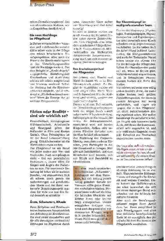 Vorschauseite 6: Das Bild der Schwester und des Pflegers in den Medien 1. Platz B. Braun-Preis 99