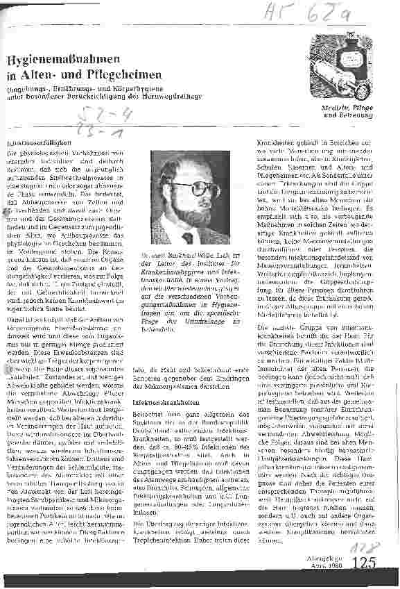 Vorschauseite 1: Hygienemaßnahmen in Altenund Pflegeheimen