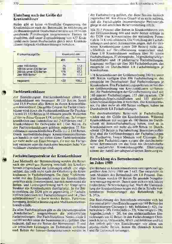 Vorschauseite 3: DDR-Krankenhausstatistik 1989