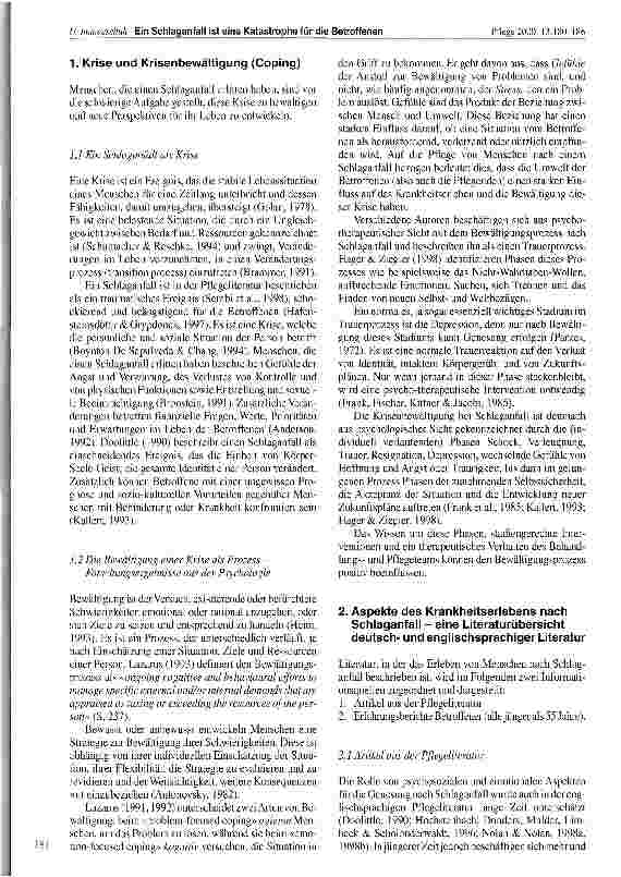 Vorschauseite 2: Ein Schlaganfall ist eine Katastrophe für die Betroffenen (Wie) wird die Pflege den Bedürfnissen jüngerer Betroffener gerecht?
