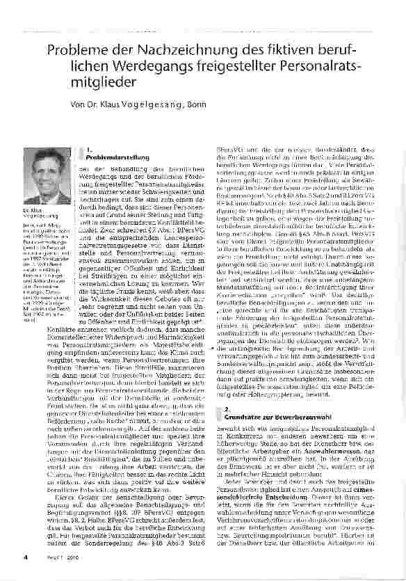 Vorschauseite 1: Probleme der Nachzeichnung des fiktiven beruflichen Werdegangs freigestellter Personalratsmitglieder