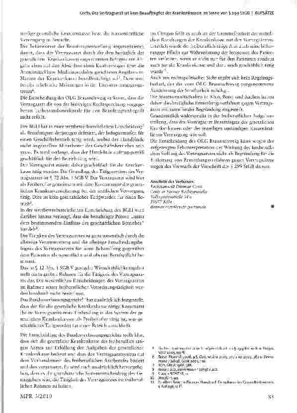 Vorschauseite 2: Der Vertragsarzt ist kein Beauftragter der Krankenkassen im Sinne von § 299 StGB