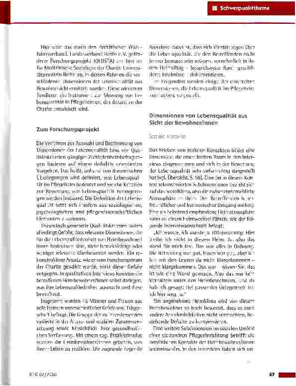Vorschauseite 2: QUISTA: Lebensqualität in der stationären Altenpflege