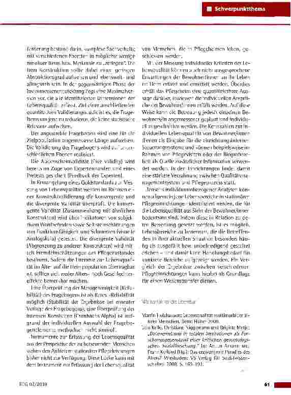 Vorschauseite 6: QUISTA: Lebensqualität in der stationären Altenpflege