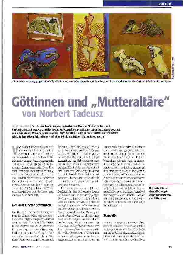 Vorschauseite 1: Göttinnen und „Mutteraltärevon Norbert Tadeusz