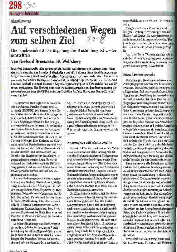 Vorschauseite 1: Altenpflegegesetz: Auf verschiedenen Wegen zum selben Ziel. Die bundeseinheitliche Regelung der Ausbildung ist weiter umstritten