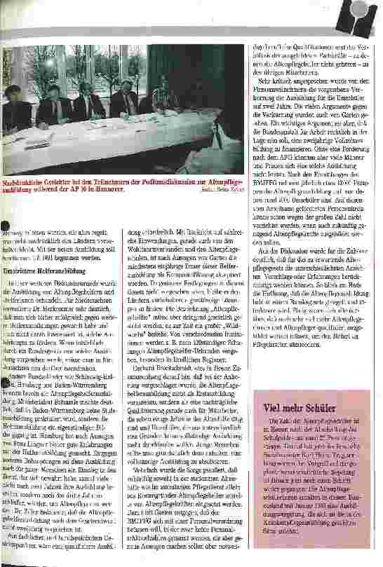Vorschauseite 2: Altenpflegegesetz: Auf verschiedenen Wegen zum selben Ziel. Die bundeseinheitliche Regelung der Ausbildung ist weiter umstritten