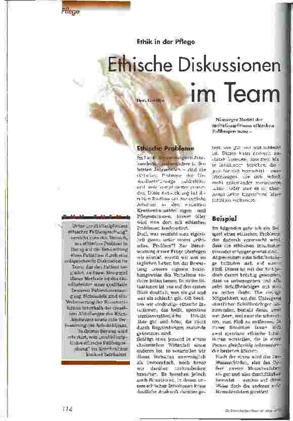 Vorschauseite 1: Ethische Diskussionen im Team Nimweger Modell der multidisziplinären ethischen Fallbesprechung