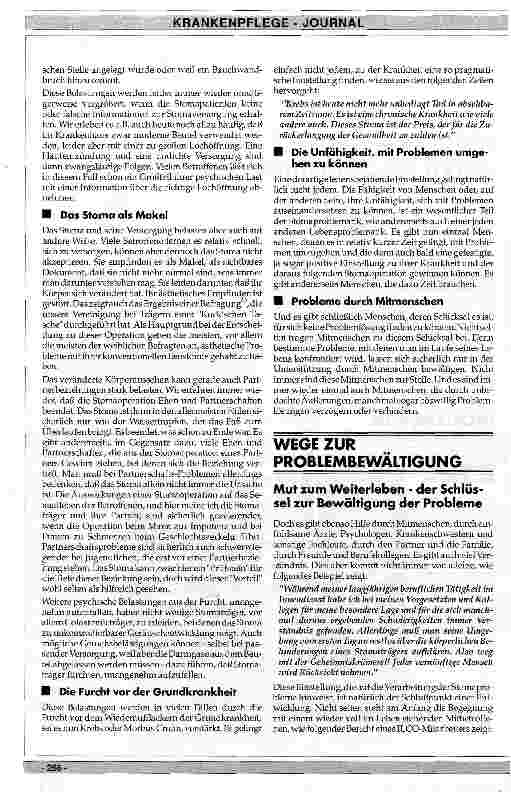 Vorschauseite 2: Probleme von Stomaträgern und Möglichkeiten der Rehabilitation durch die Selbsthilfegruppe