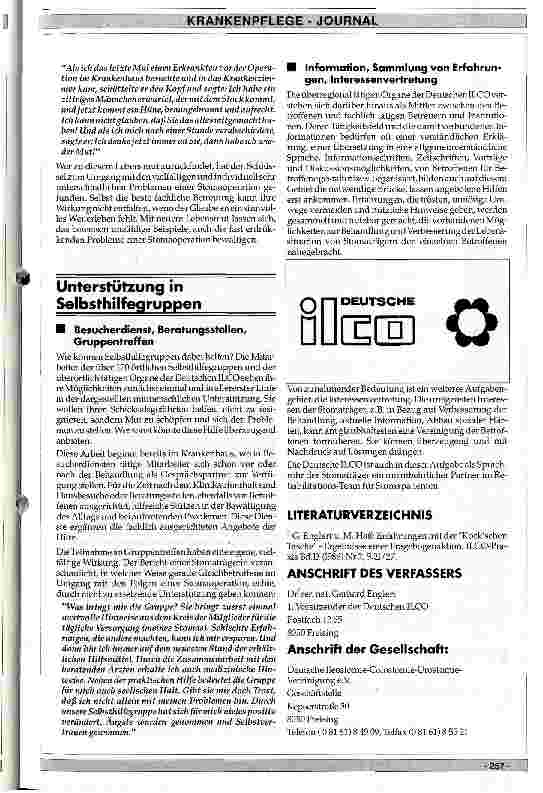 Vorschauseite 3: Probleme von Stomaträgern und Möglichkeiten der Rehabilitation durch die Selbsthilfegruppe
