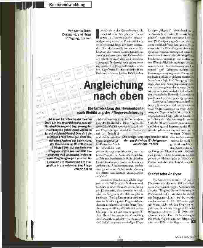 Vorschauseite 1: Angleichung nach oben Die Entwicklung der Heimentgelte nach Einführung der Pflegeversicherung