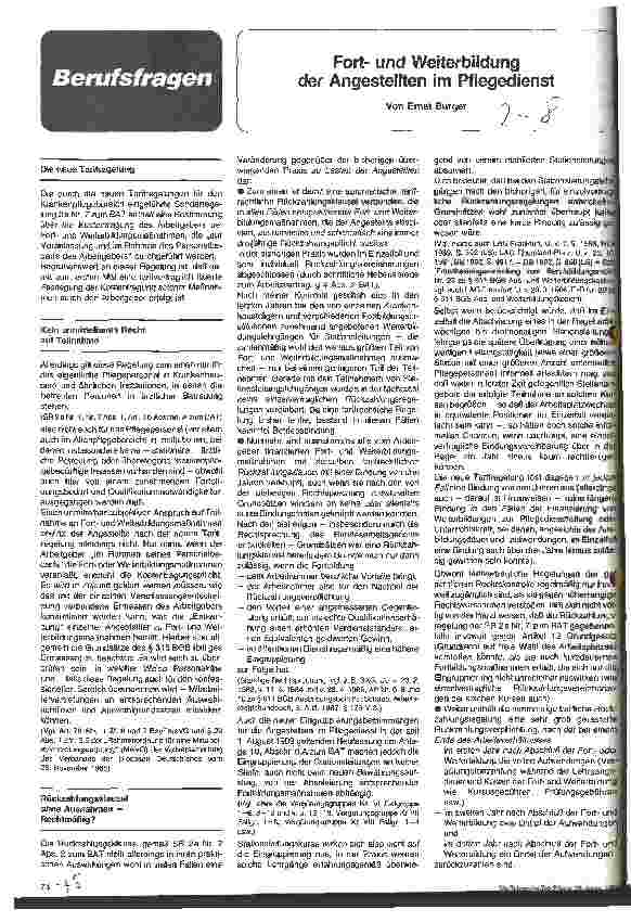Vorschauseite 1: Fortund Weiterbildung der Angestellten im Pflegedienst