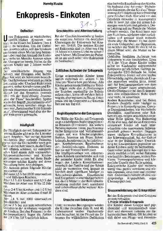 Vorschauseite 1: Enkopresis - Einkoten