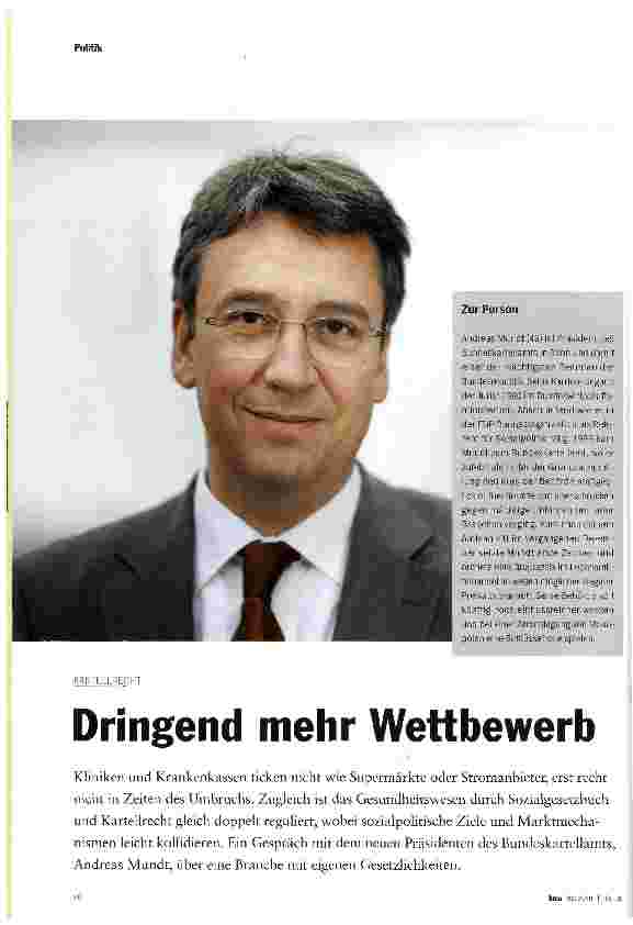 Vorschauseite 1: Dringend mehr Wettbewerb
