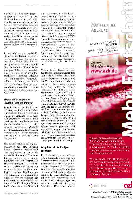 Vorschauseite 2: Schlechtes Arbeitsklima begünstigt Krankenhausinfektionen