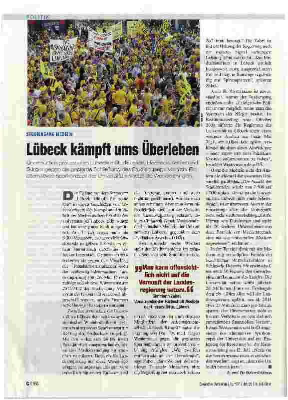 Vorschauseite 1: Lübeck kämpft ums Überleben