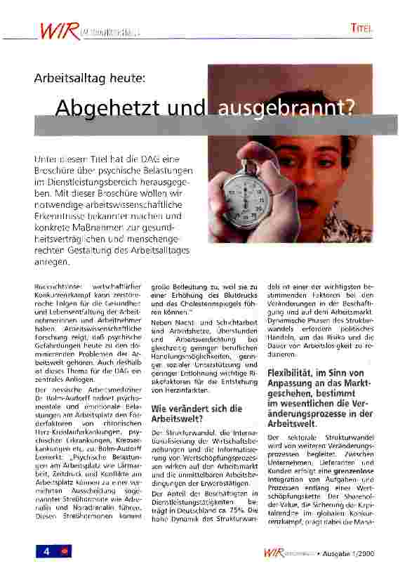 Vorschauseite 1: Abgehetzt und ausgebrannt? Arbeitsalltag heute