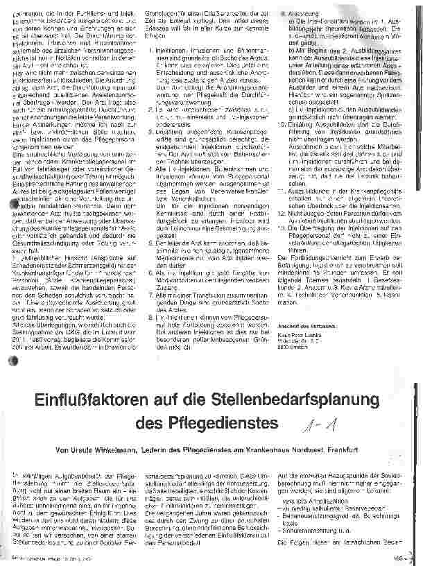 Vorschauseite 1: Einflußfaktoren auf die Stellenbedarfsplanung des Pflegedienstes