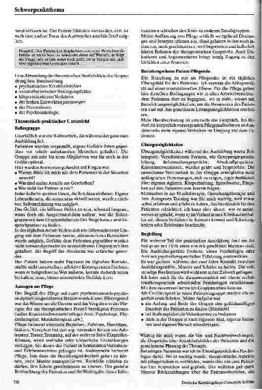 Vorschauseite 3: Erfahrungsbericht über die Weiterbildung für Krankenschwestern/-pfleger im Fachbereicht Psychosomatik/Psychotherapie